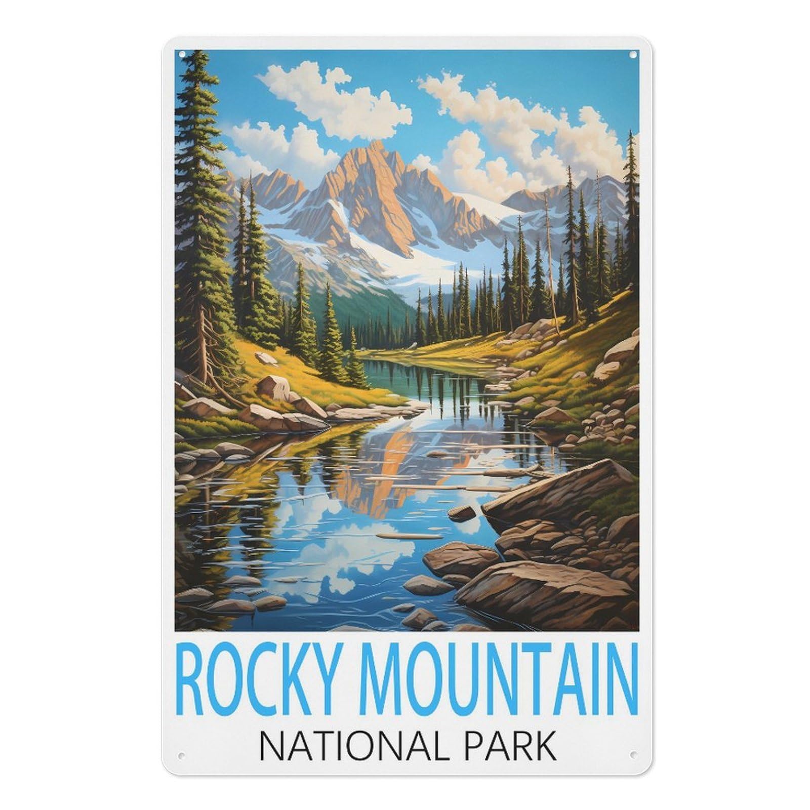 Rocky Mountain National Park Retro Design Tin Paintings Vintage Tin Sign 08x12inch(20x30cm) Wall Art for Home Office Bedroom Living Room Cafes Wall Decor