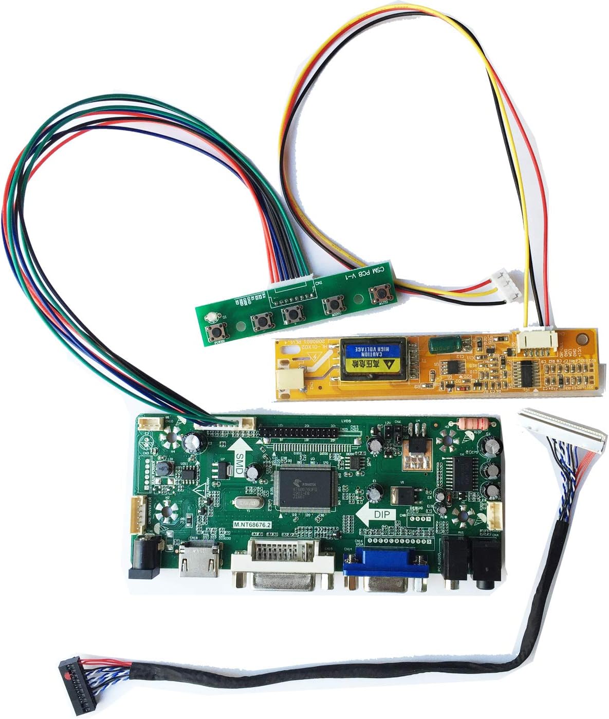 LVDS LCD Controller Inverter Board Kit NT68676 HDMI+DVI+VGA for LP141WX1(TL)(E3) 1280X800