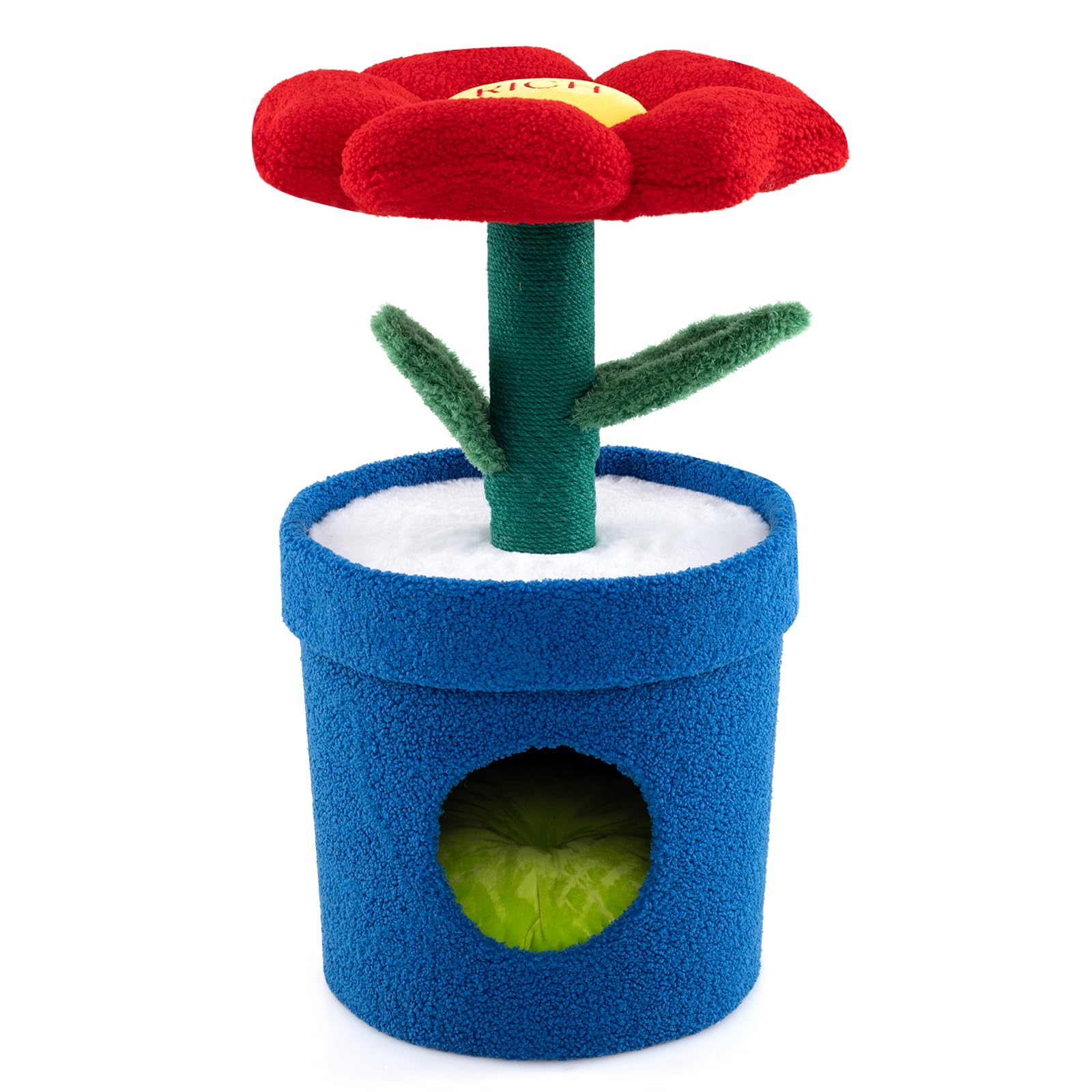 GYMAX Cat Tree, Cute Cat Tower with Sisal Scratching Post, Flower Padded Perch, Condo, Multi-Layer Small Kitty Activity Center for Indoor Cats (Red)