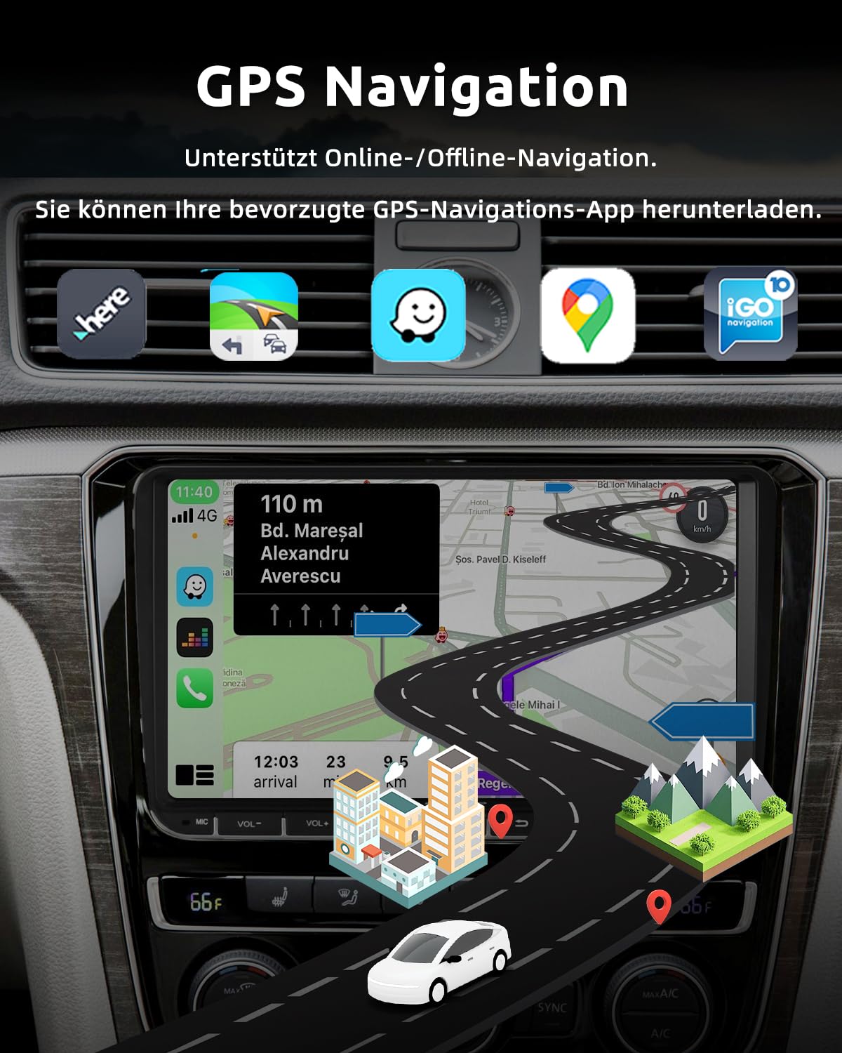 ESSGOO True 4+64G Wireless Autoradio, 9 Zoll Touchbildschirm mit Carplay Android Auto, Android 15 Car Radio für VW Golf 5 6 T5 Polo Passat Touran Tiguan Seat Skoda mit Bluetooth GPS AM FM RDS SWC