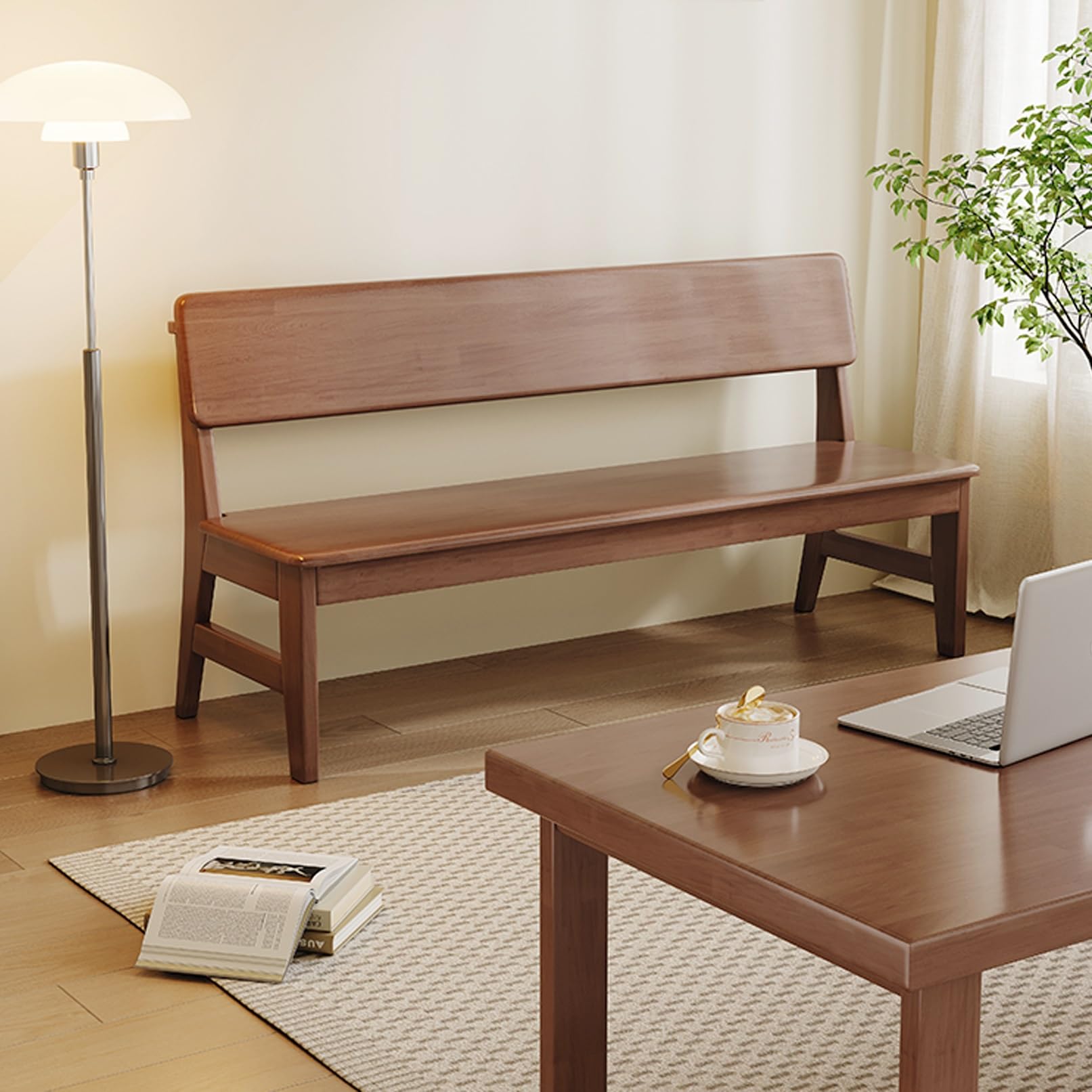 Amazon.com: Dining Bench with Armrest Solid Wood Entryway Bench Storage ...