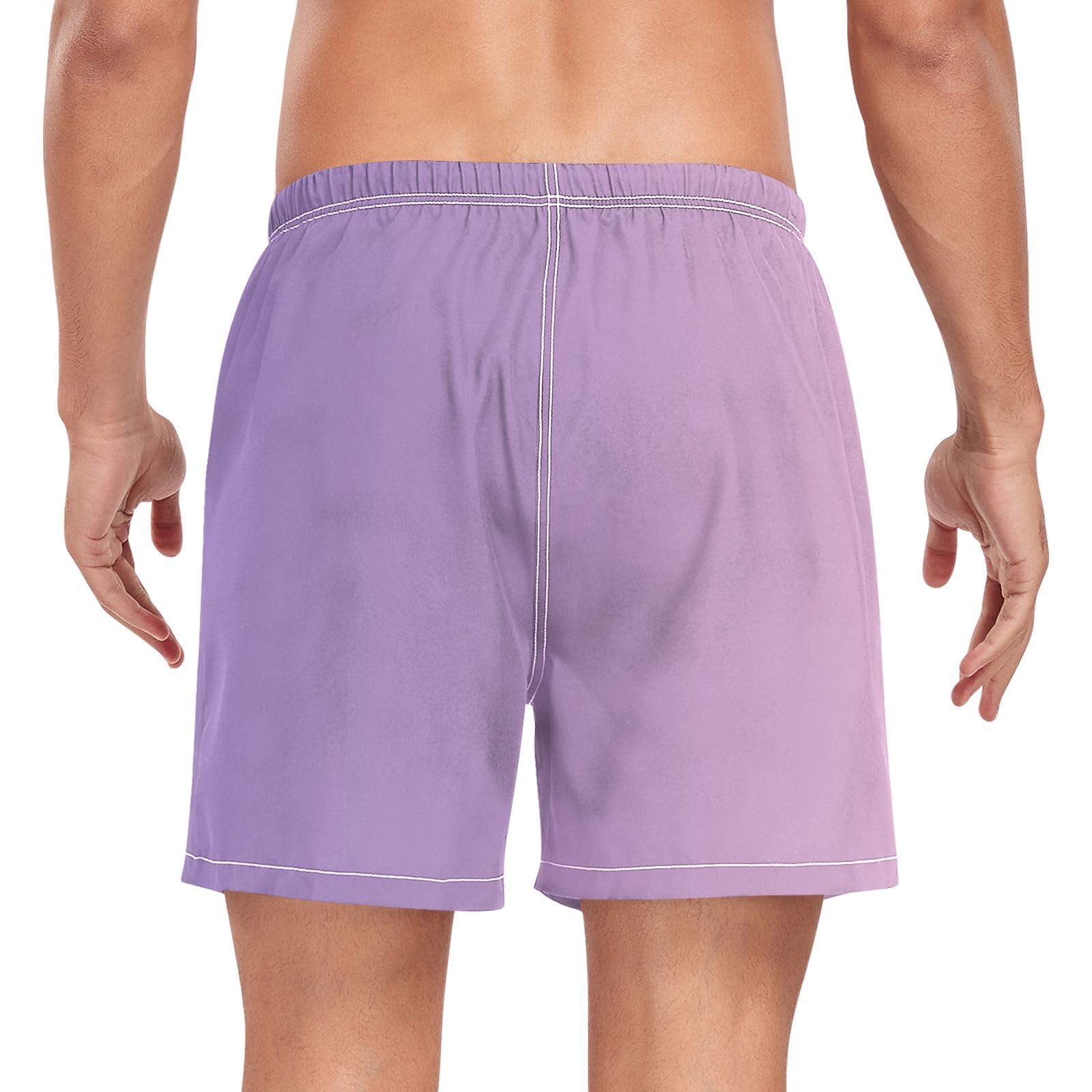 Purple Gradient Swimming Shorts for Men Men 2In1 Workout Running Shorts with Pockets and Compression Liner Swimwear Quick Dry Elastic