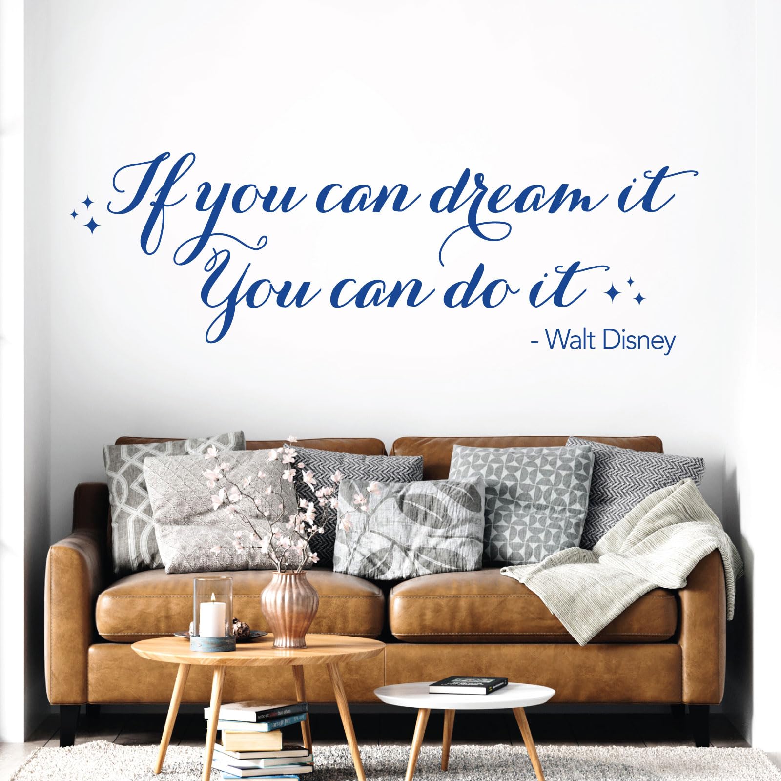Quote Vinyl Wall Art Decal Sticker - If You can Dream it, You can do it - Walt D Quote [Large] [Mid Blue] — image 1