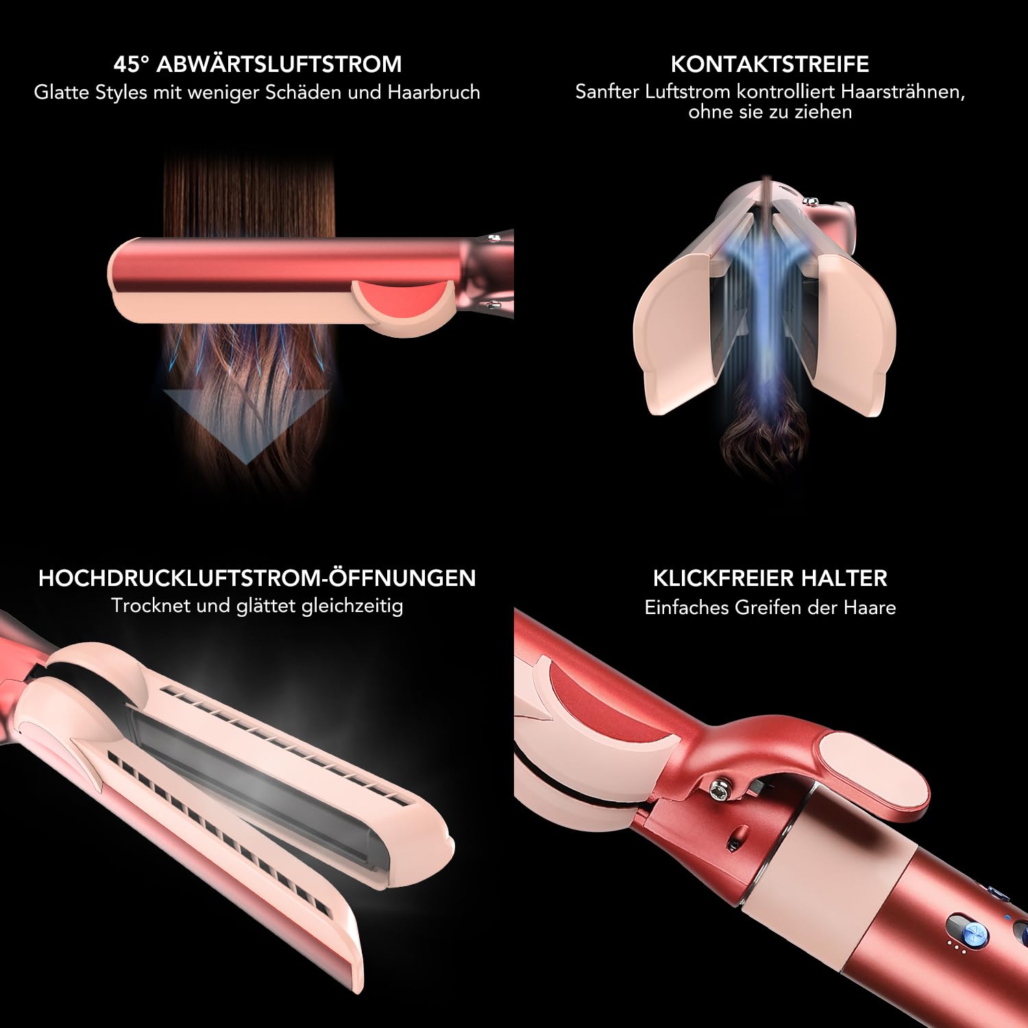 Piastra per capelli Dyson Airwrap, tecnologia Airflow senza piastre riscaldanti, asciugatura e levigatura in un solo passaggio, riduce i danni al calore, compatibile con HS01/HS05/HS08, fucsia