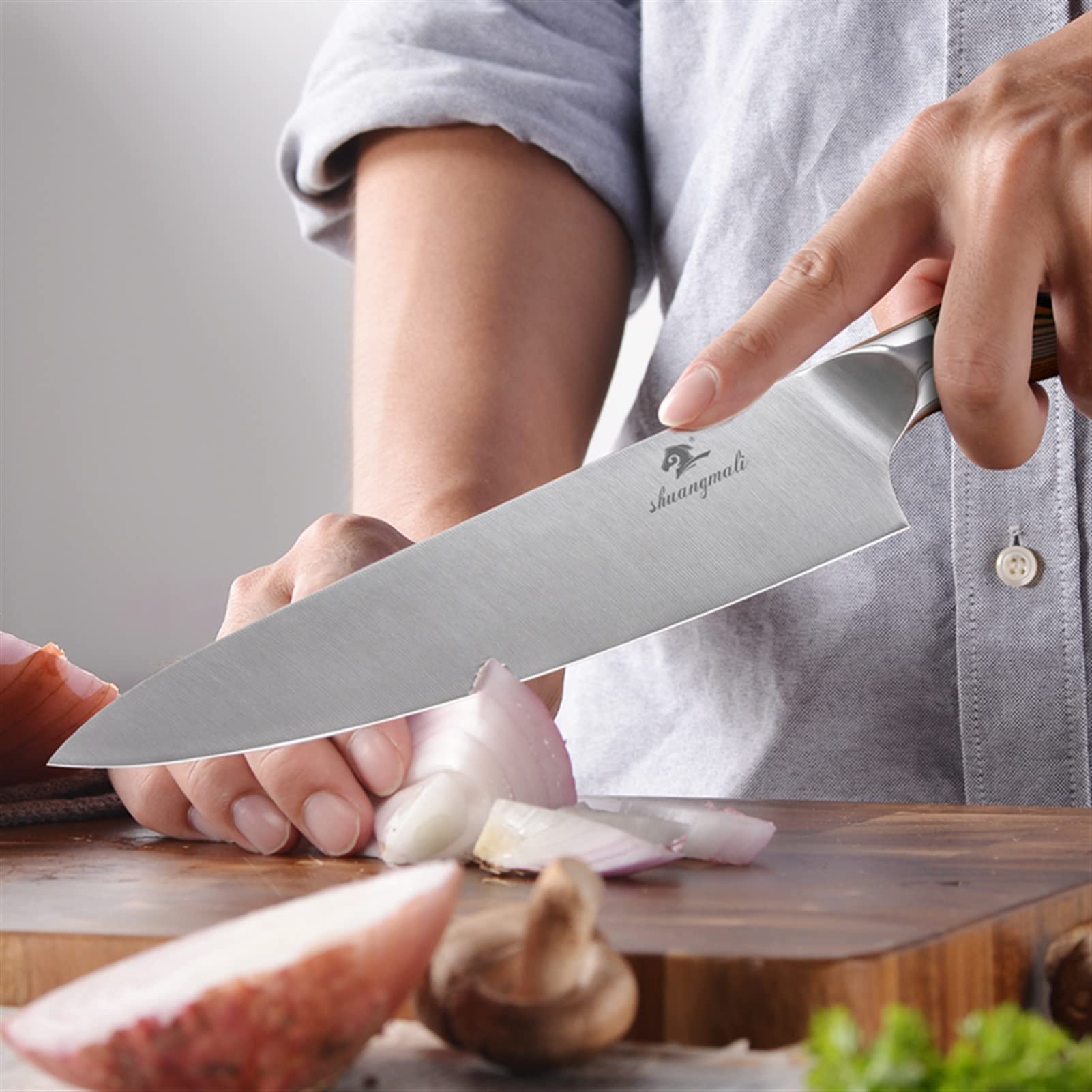 8 "Küchenchef Messer 5cr10 Edelstahl Schneidmesser Holz Griff Utility Kochen Kochkleber Fleischfilet Chefmesser Küchenmesser (Color : HP-HP-C1033, Kitchen Knife Size : 8 inch)