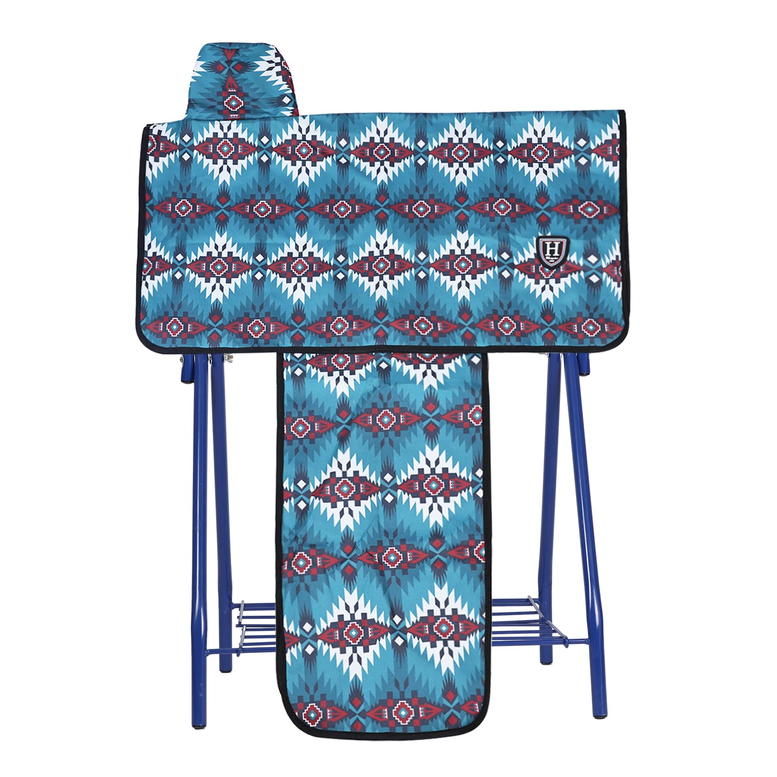 Harrison Howard Sturdy Waterproof Western Saddle Cover with Stylish Prints That Stand Out Keep Your Saddle in Pristine Condition Perfect for Showing or Riding Events -Classic Indian Teal