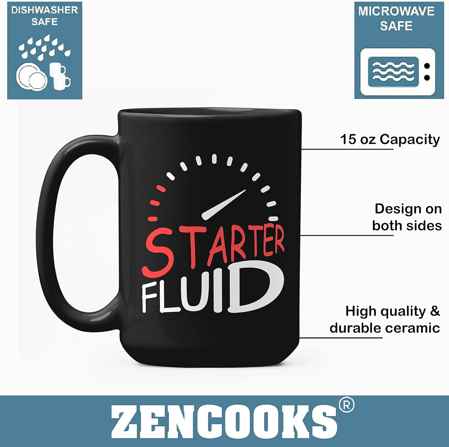 Starter Fluid Mug Brother Enthusiast Car Funny Gifts - Enthusiast Gift for Dad Papa Uncle, Mechanic Novelty Gifts for Fathers Day Birthday Anniversary Christmas - Mechanic Mugs For Men Black Mug 15oz - Image 3