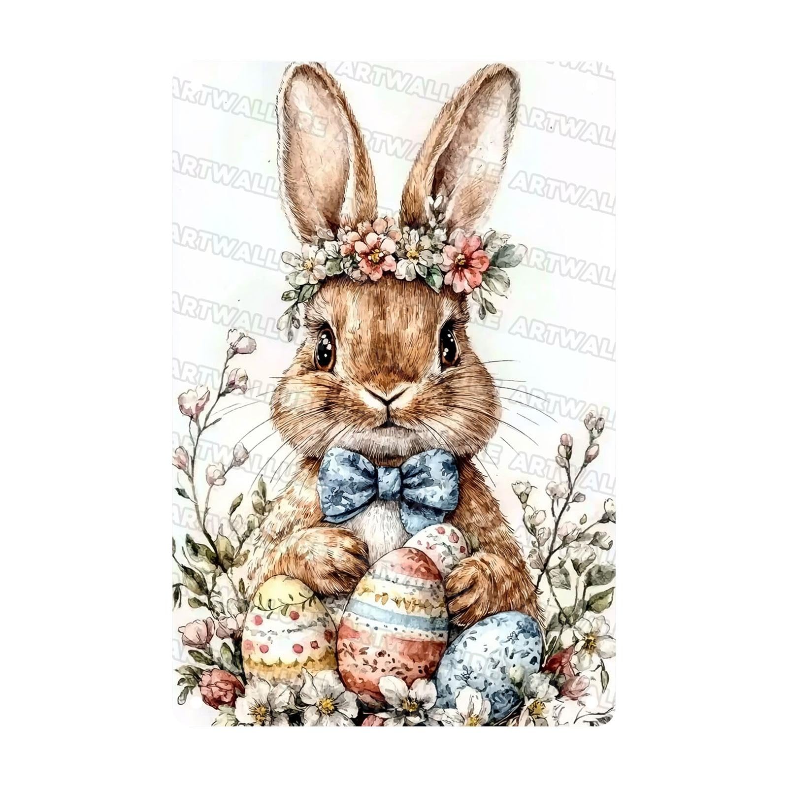 Easter Rabbit Vintage Tin Sign Bunny Decor Metal Sign For Home Bedroom Living Room Wall Plaque 8x12Inch