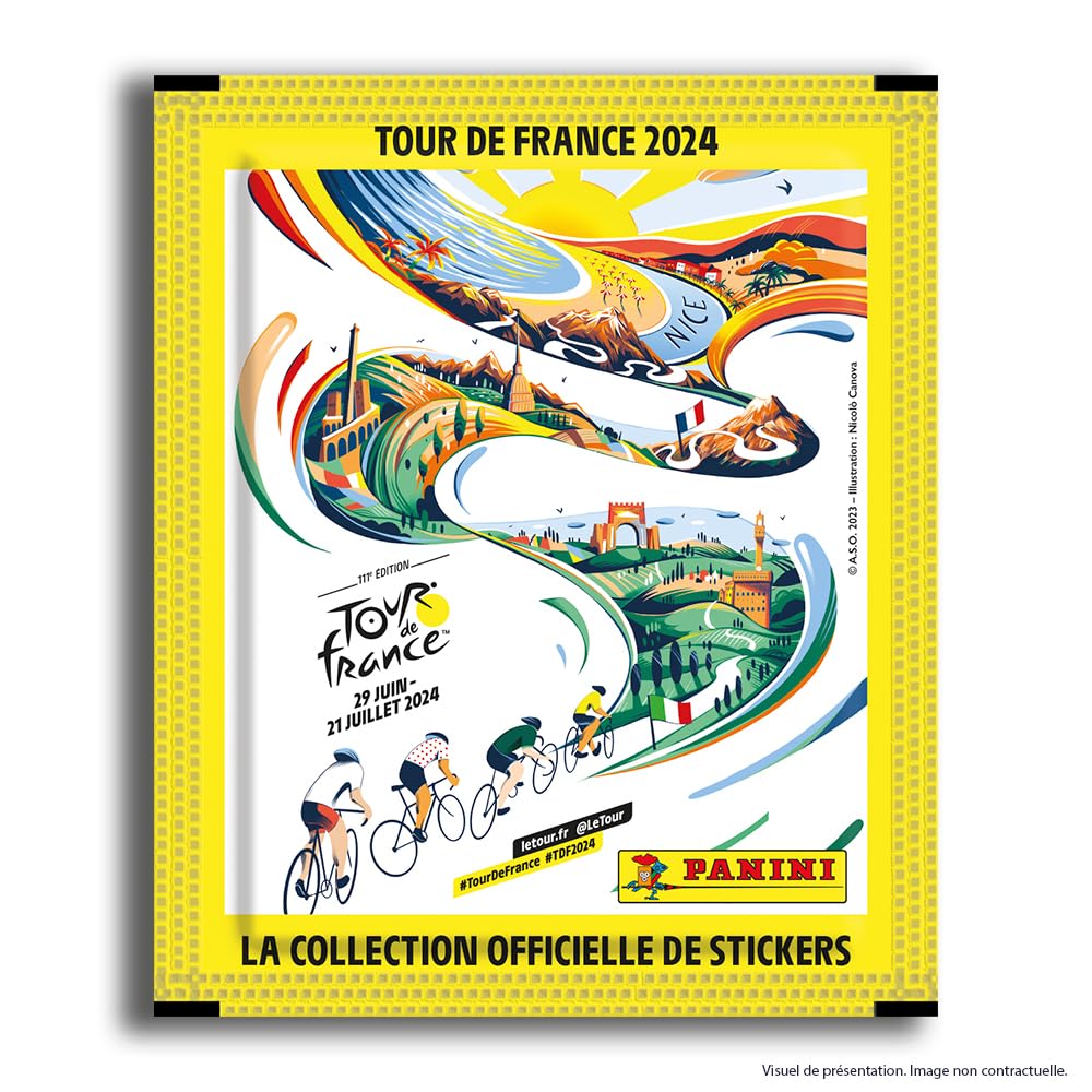 Boîte stickers - PANINI - Collection officielle Tour de France 2024 - Contient 36 pochettes de 5 stickers