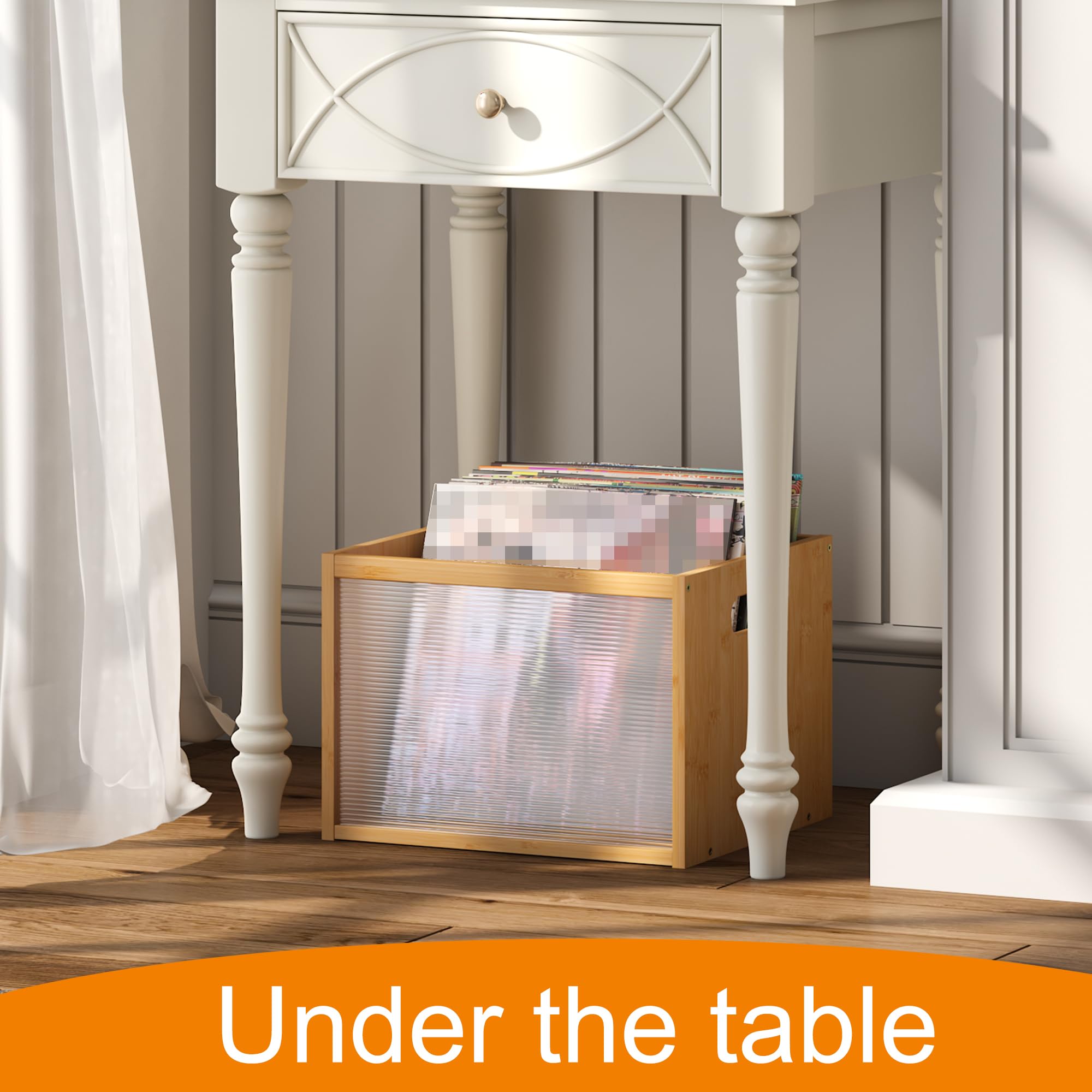 GHWIE Soporte de almacenamiento de discos LP, caja de almacenamiento de discos visible con asa, ideal para almacenar discos de vinilo/álbumes, carpetas, libros, juguetes y ropa