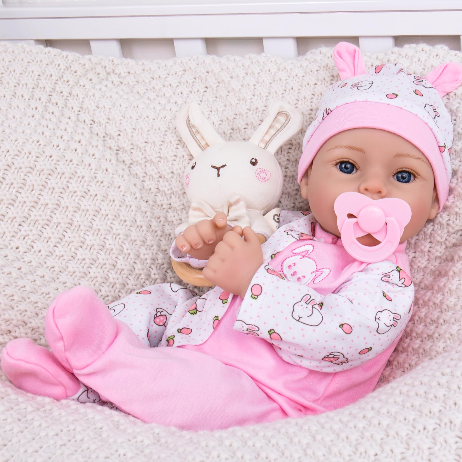 Muñecas realistas de bebé Reborn – Muñeca de bebé realista de 18 pulgadas hecha a mano con traje rosa y certificado de nacimiento – Cuerpo pesado para juegos de rol, regalo para niños a partir de 2