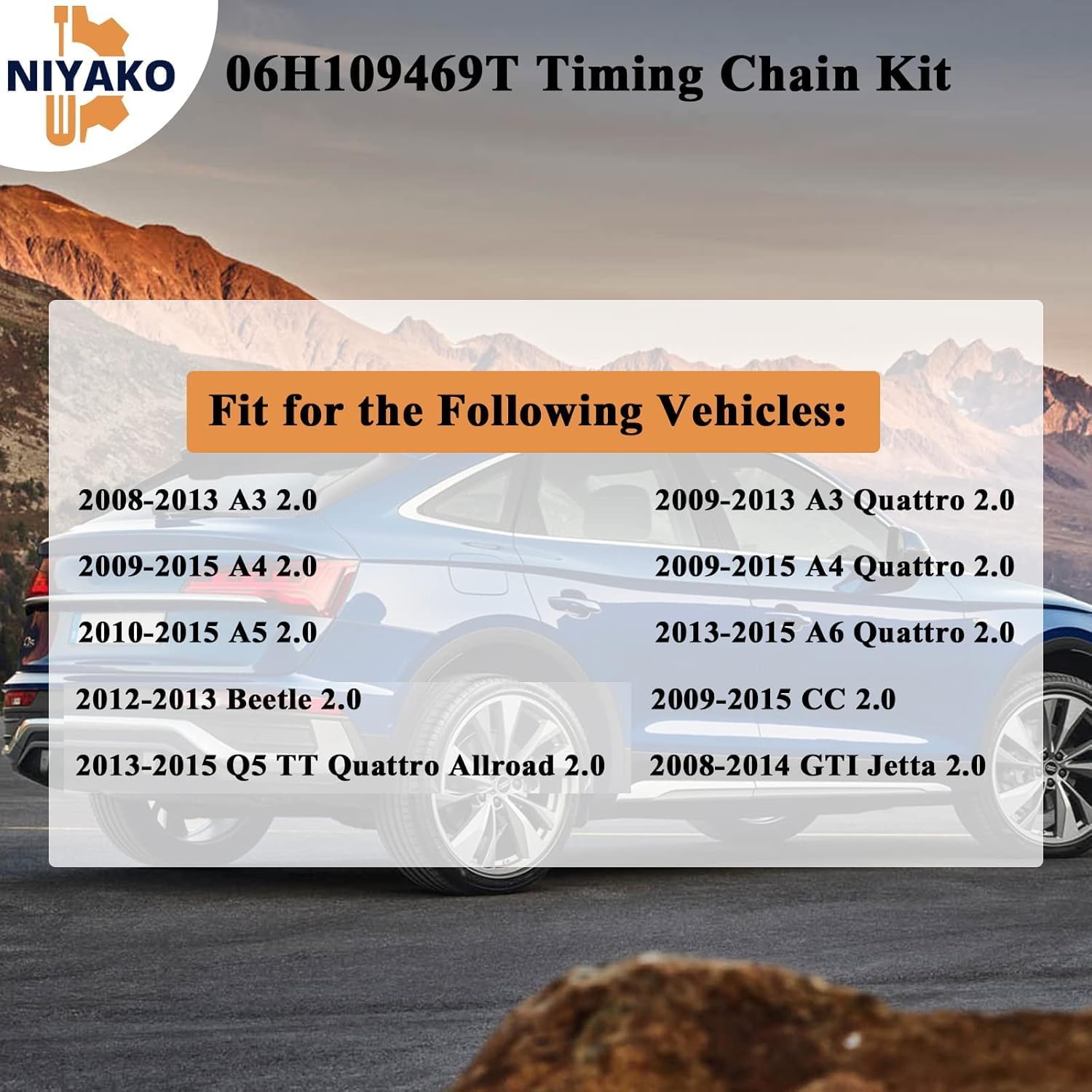 Timing Chain Tensioner Kit Replacement# 06H109469T 06H109469AD 06H109467R 06H109158J Fit 2009-2015 A4 A6 Q5 TT Jetta GTI Passat CC 2.0T