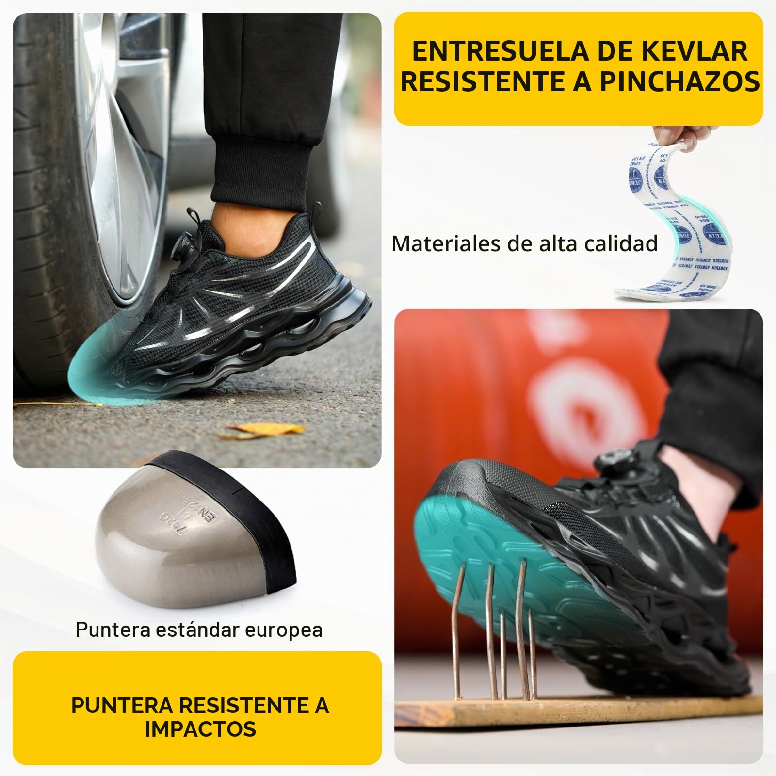 RASEARY Zapatos de Seguridad para Hombre Mujer Ligero Zapatos de Trabajo con Punta de Acero Antideslizantes Zapatillas Trabajo Transpirables Comodo Calzado