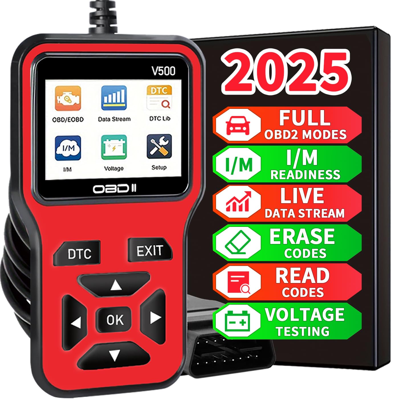 OBD2 Scanner Diagnostic Tool - Check Engine Light Code Scanner Tool with Reset, DTC, Data Stream, I/M Readiness, Car & Truck Scan Tool for All Vehicles Since 1996, escaner automotriz