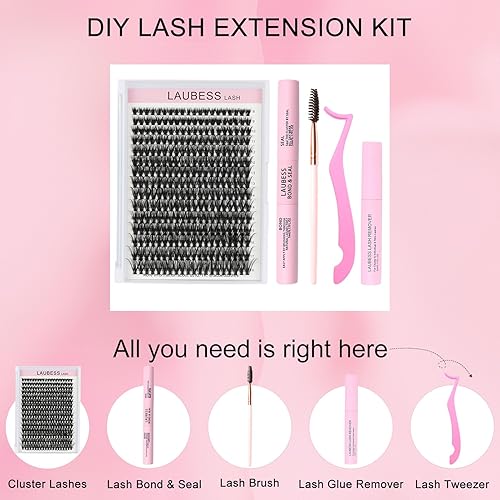 Miniatura 2 de Kit de extensión de pestañas, 300 unidades, kit de racimos de pestañas para unir y sellar pestañas impermeables, kit de extensión de pestañas para