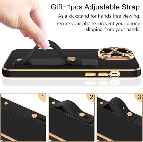 Miniatura 3 de BENTOBEN Compatible con iPhone 14 Pro Max funda delgada de lujo galvanizada para mujeres hombres y niñas funda protectora suave con correa para