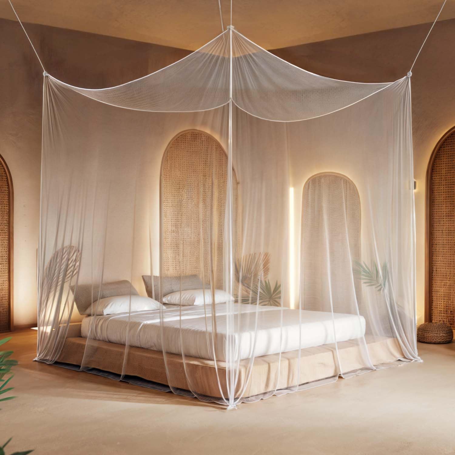 Zanzariera XXL 300 x 300 x 250 cm per letto matrimoniale da viaggio interni esterni bianco