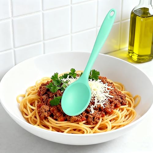 Miniatura 4 de Juego de 4 cucharas pequeñas de silicona para comer, juego de cucharas de mezcla antiadherentes, resistentes al calor, cucharas de servir, revolver,