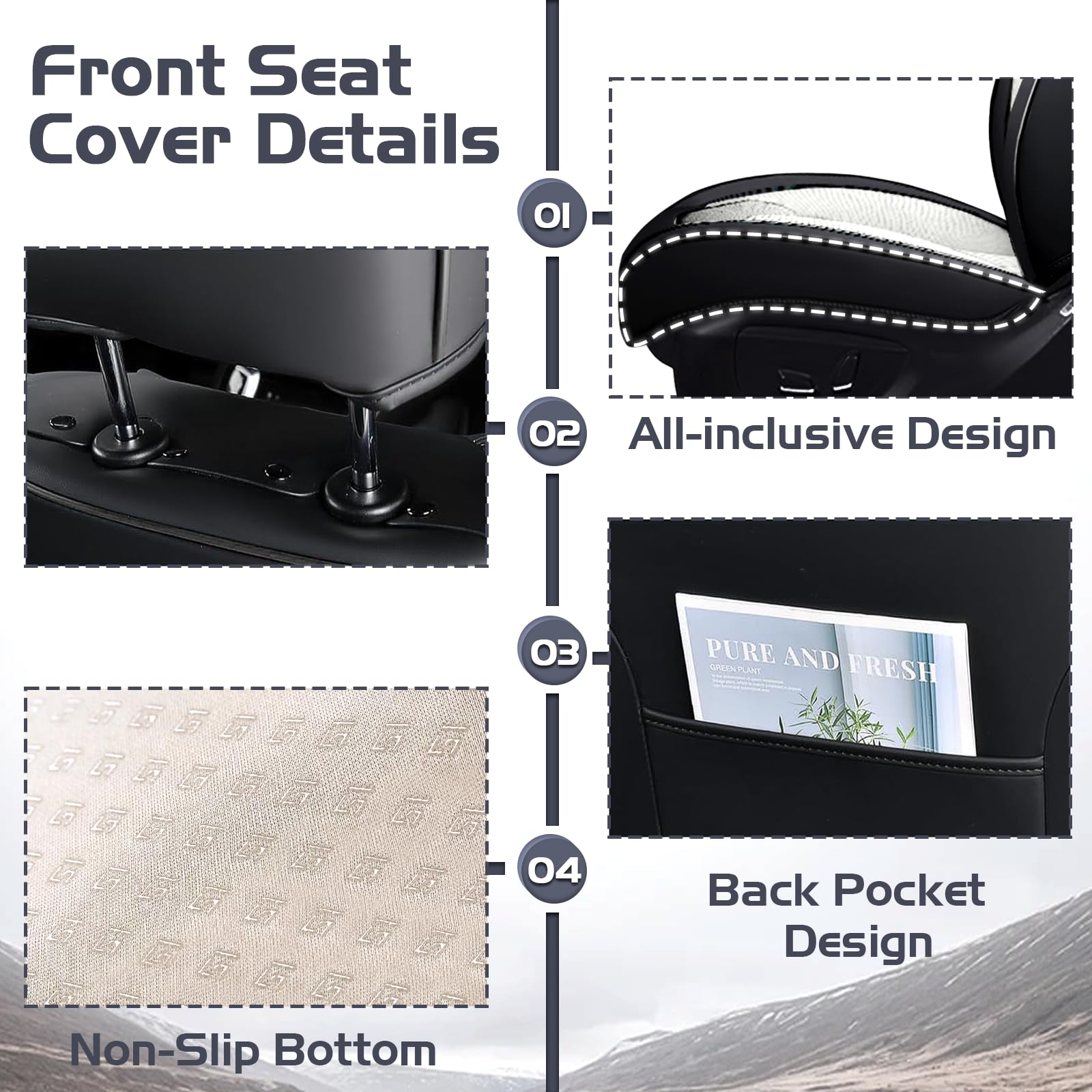 Car Seat Covers for GMC Sierra 2500 2000-2026 Waterproof Nappa Leather Full Set Seat Cover Anti-Slip and Comfortable — view 5