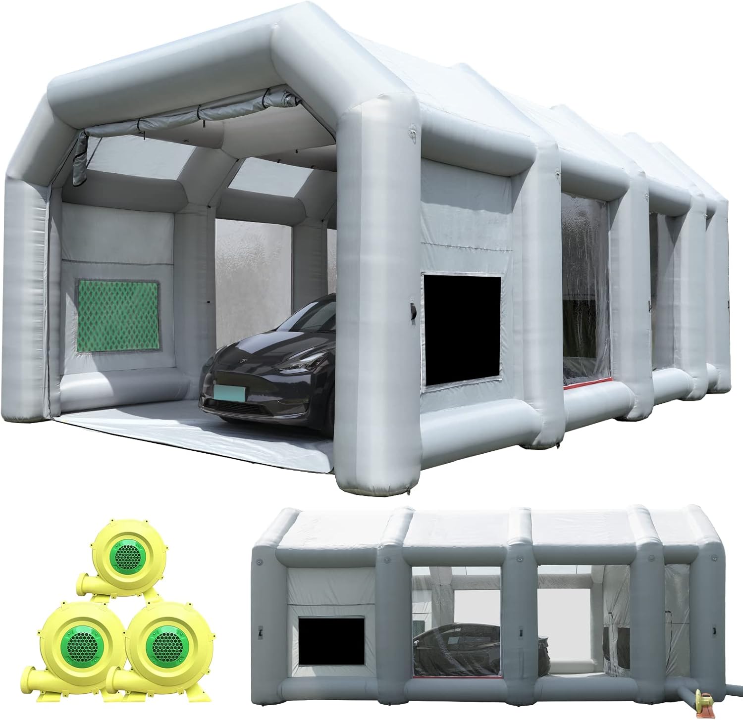 Sewinfla Professional Inflatable Paint Booth 30x20x13Ft with 3 Blowers