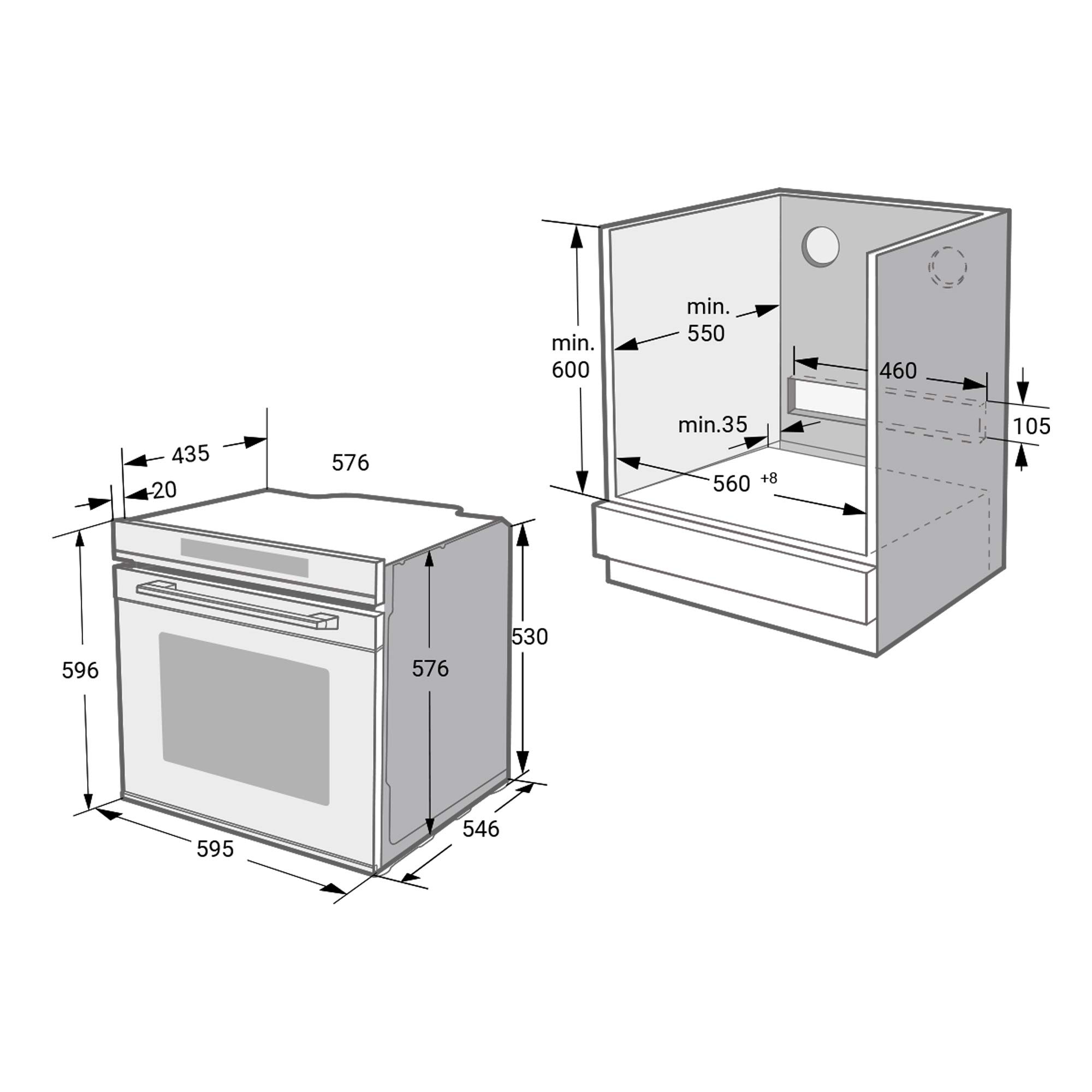 Microonde da incasso 60 cm | 72L | 2,88kW | Funzione pizza | Griglia | Circolazione dell'aria | Aria calda | EBM8018S Nero