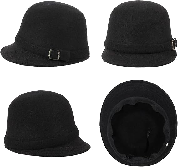 Winter Cloche 100% Wool Bucket Hat for Women Elegant Dress 1920s Vintage Fedora Hats Church Derby Party Fashion
