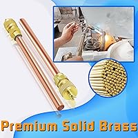 Vista 4 de Boltigen Válvula de servicio de acceso, válvula Schrader HVAC de relleno de cobre de latón con núcleo de vástago de 1/4 pulgadas SAE x 1/4 pulgadas