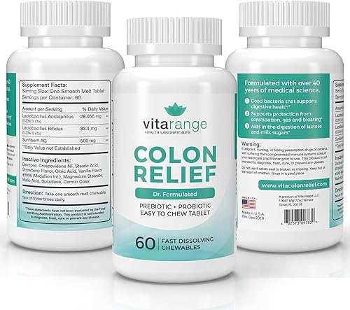 Miniatura 6 de Alivio de colon de VitaRange alivio rápido del estreñimiento y la hinchazón con fibra prebiótica de fibra solar y probióticos pre + para la salud