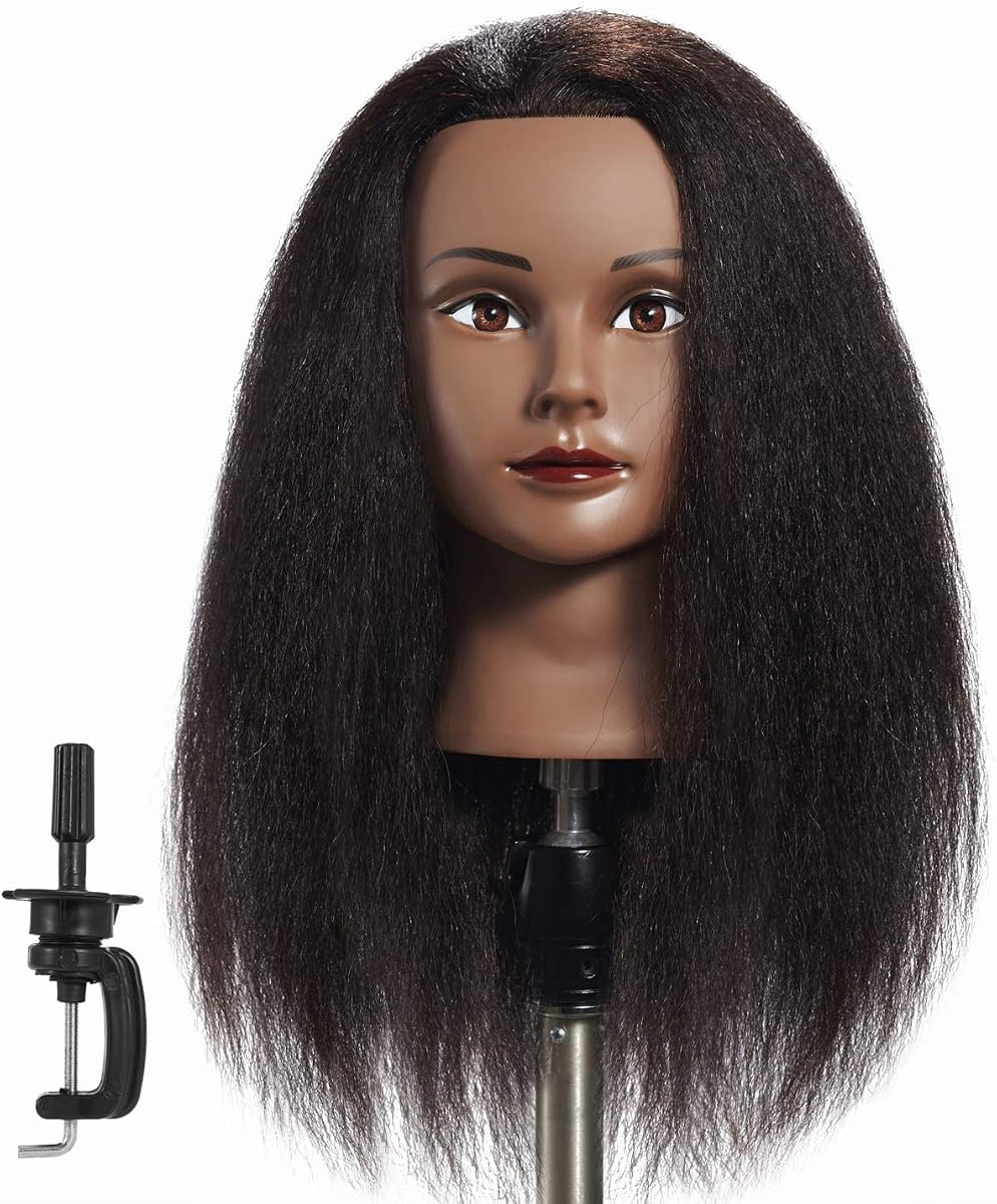 Cabeza de maniquí de pelo 100% real de 40,6 a 45,7 cm, cabeza de entrenamiento, muñeca de cosmetología | Práctica de estilismo, cabeza de muñeca, estilismo, cabeza de maniquí de peluquero, cabeza de maniquí de peluquería, práctica de peluquería, trenzado de peinado