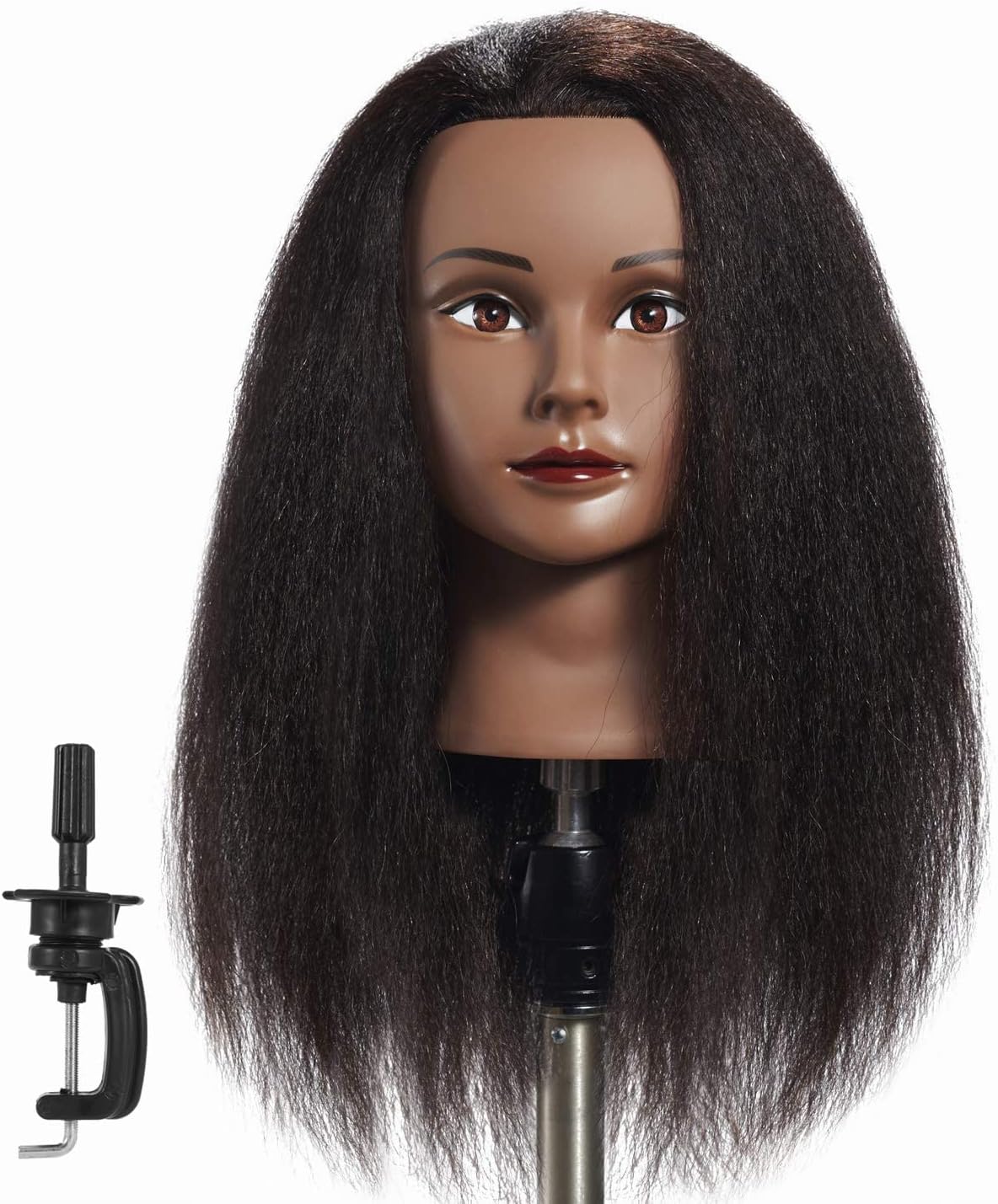 100% Real Hair Mannequin Head Hairdresser Training Head Manikin Cosmetology Doll Head (91711B0216)