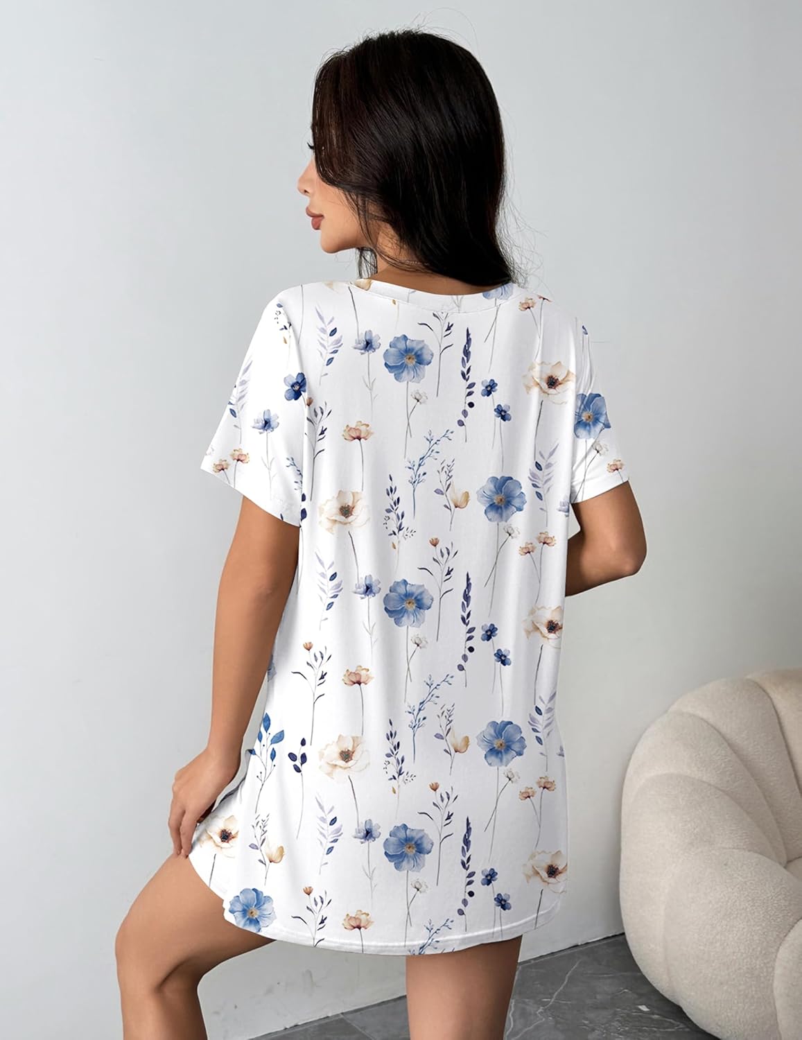 Ekouaer Pajamas for Womens Set 2 Piece Lounge Set Lightweight Summer Pjs Biker Shorts Sets V-Neck Tops Matching Outfits Set - Image 5