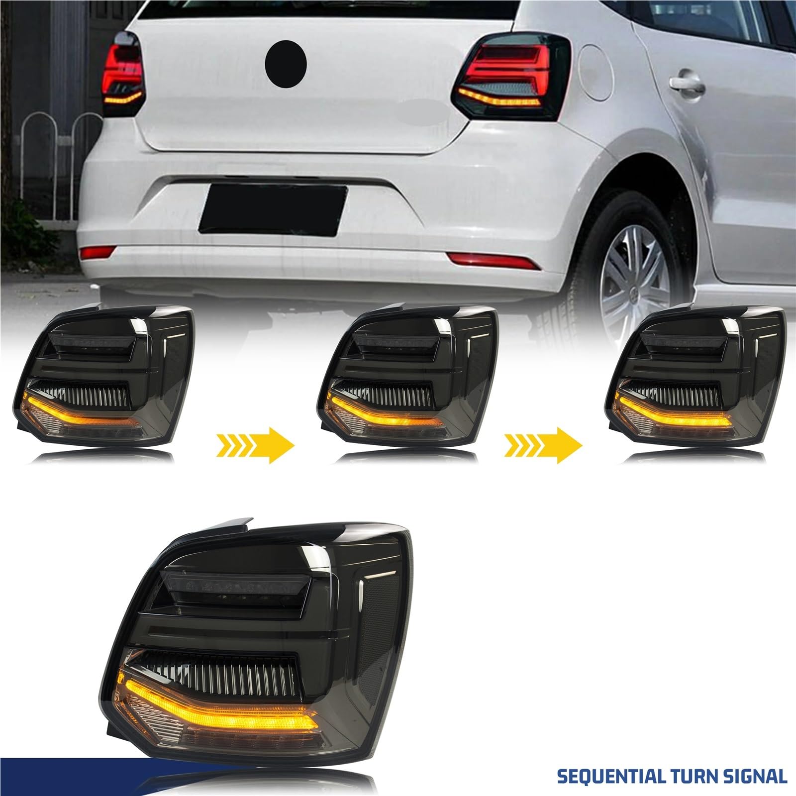 Lampa tylna zespolona Tylne światła LED do Volkswagena VW Polo 6C 2011-2021 Zestaw tylnych lamp kierunkowskazów tylne światła LED