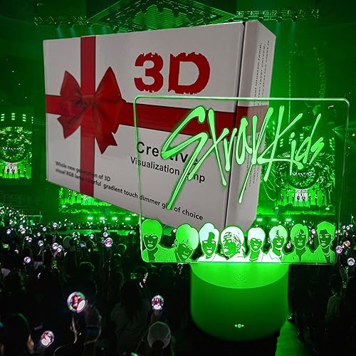 Kpop Stray Kids Merch, luz nocturna LED USB con sensor táctil, 7 colores y 2 modos de flash con caja de regalo para mesita de noche Kpop,