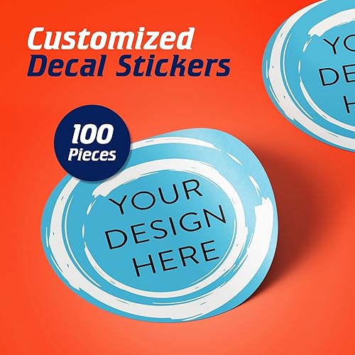 Vista 1070 de DayStar Custom Signs & Design - 100 adhesivos de vinilo personalizables, con texto, imagen, diseño y logotipo; adhesivos para logotipo de embalaje