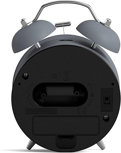 Miniatura 7 de NEWGATE Reloj despertador de teatro  Reloj despertador clásico moderno de doble campana  Azul marino francés  Números fáciles de leer  Ideal para