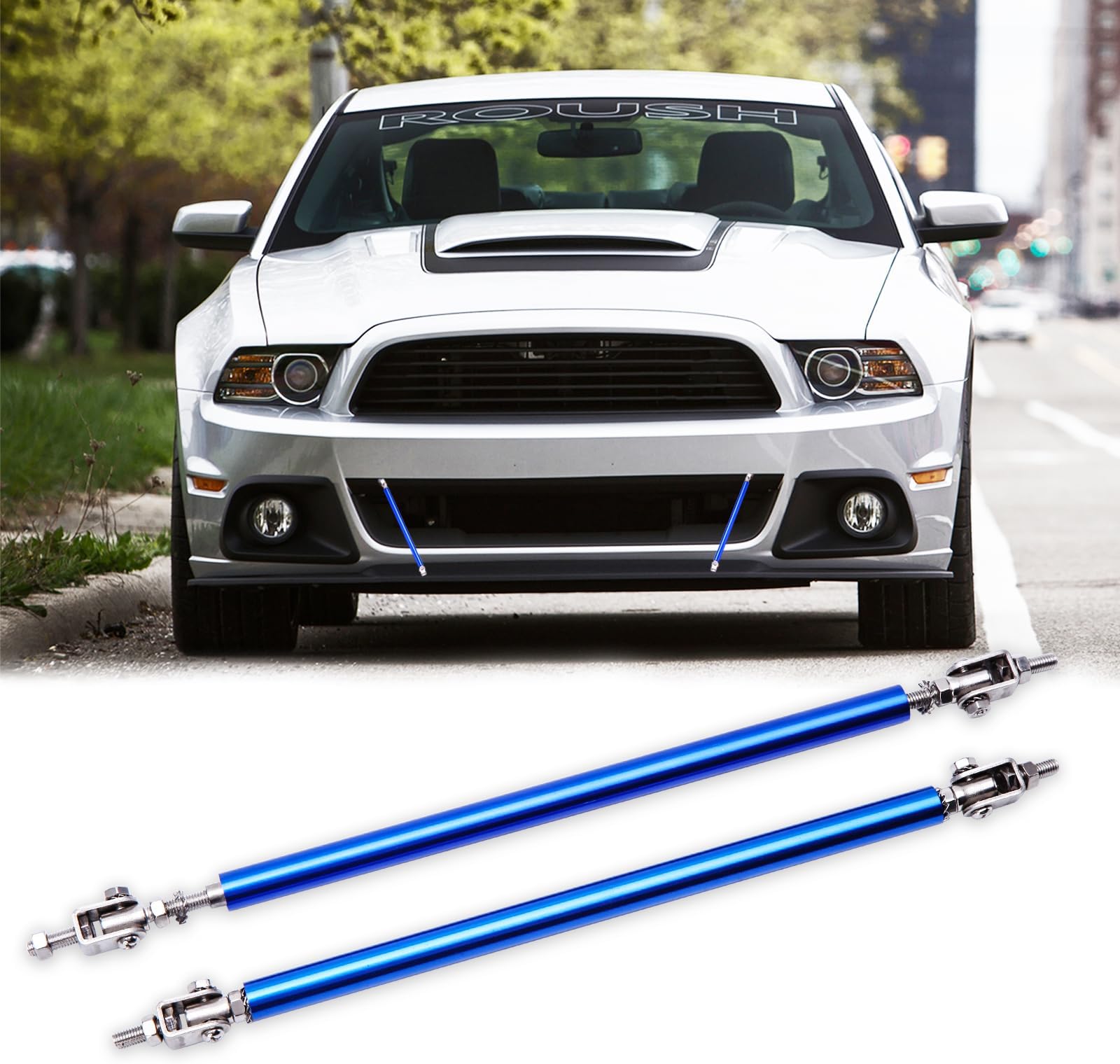 2PCS 8"-11" Adjustable Front Bumper Lip Splitter Diffuser Strut Rod Universal Bumper Lip Support Rods Compatible with Most Car Vehicles (Silver)