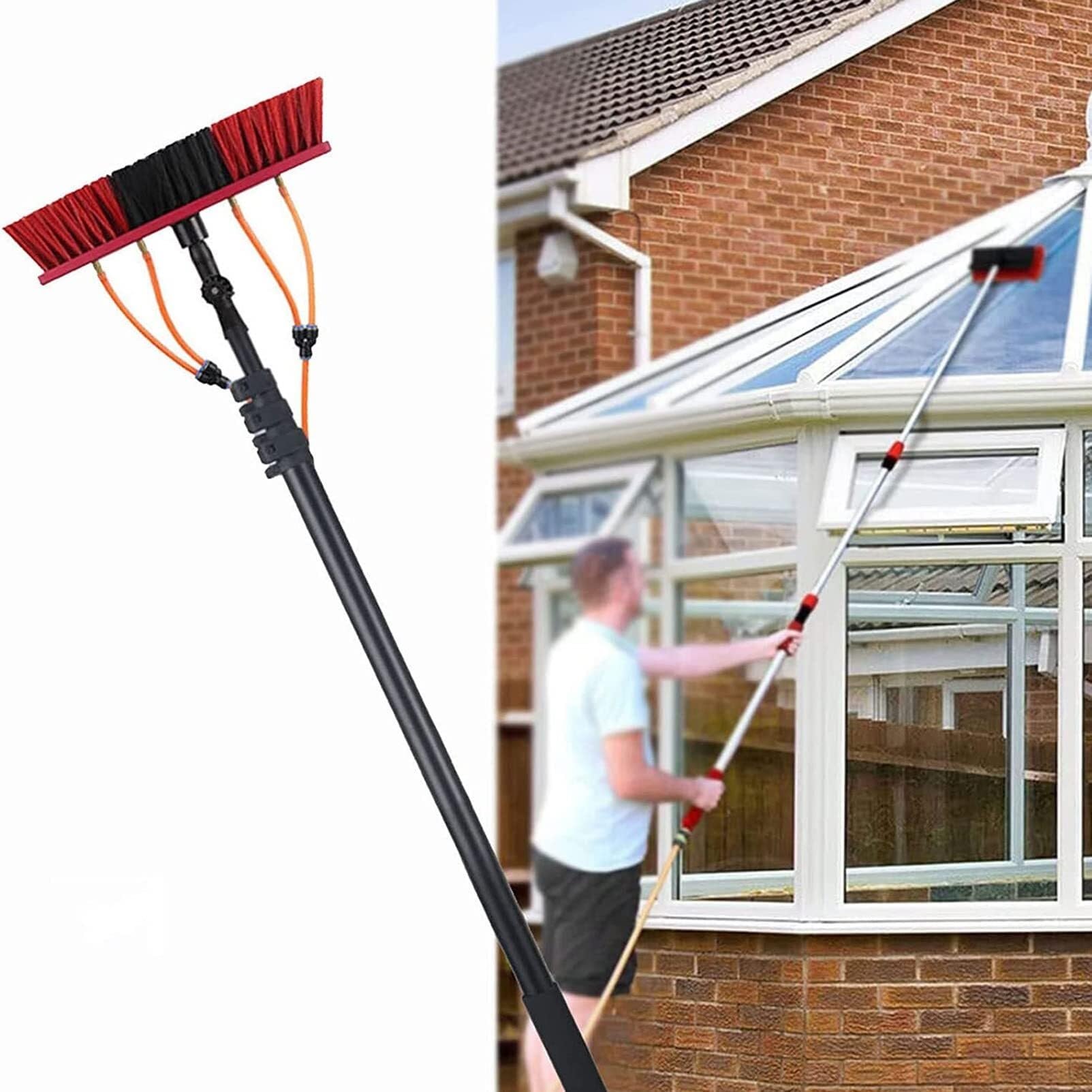 AYCDL Water Fed Pole Kit Water Fed Telescopic Brush, Outdoor Window Cleaner, Extendable Cleaner Conservatory Roof, Cleaning Photovoltaic and Solar Panels