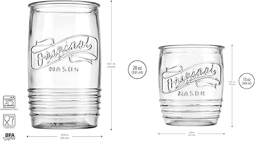 Miniatura 4 de Glaver's Moderno juego de 8 vasos para beber de 4 a 20 onzas y vasos de whisky de 4 a 13 onzas para uso diario en el hogar, agua, cerveza, jugo,
