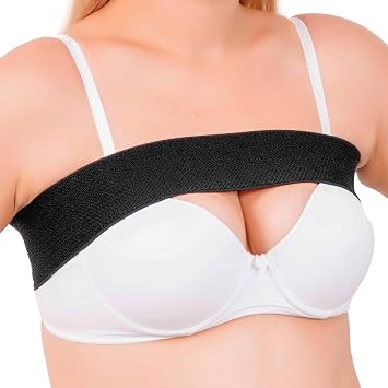 ikido Post Surgery Breast Implant Stabilizer and Compression Band, Breast Augmentation and Reduction Strap, Chest Belt, Sports Bra Support Strap Bandage, One Size Fits All Black