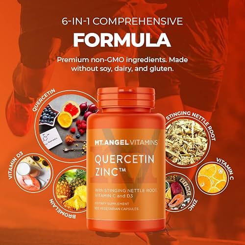 Miniatura 7 de Suplemento de bromelina de zinc de quercetina  Apoyo inmunológico  500 mg de quercetina con vitaminas C y zinc y D3  Suplemento herbal de refuerzo