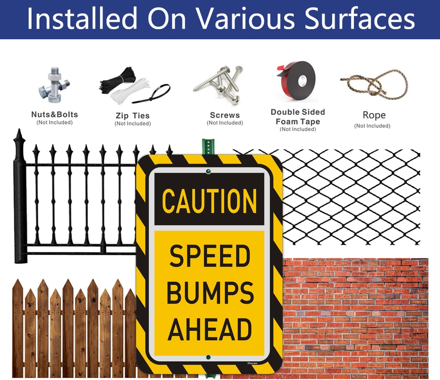 2 Pack Speed Bumps Ahead Signs Slow Down Signs Metal Reflective 18" x 12" Rust Free Aluminum UV Protected Waterproof and Sturdy Easy Mounting Outdoor or Indoor Use