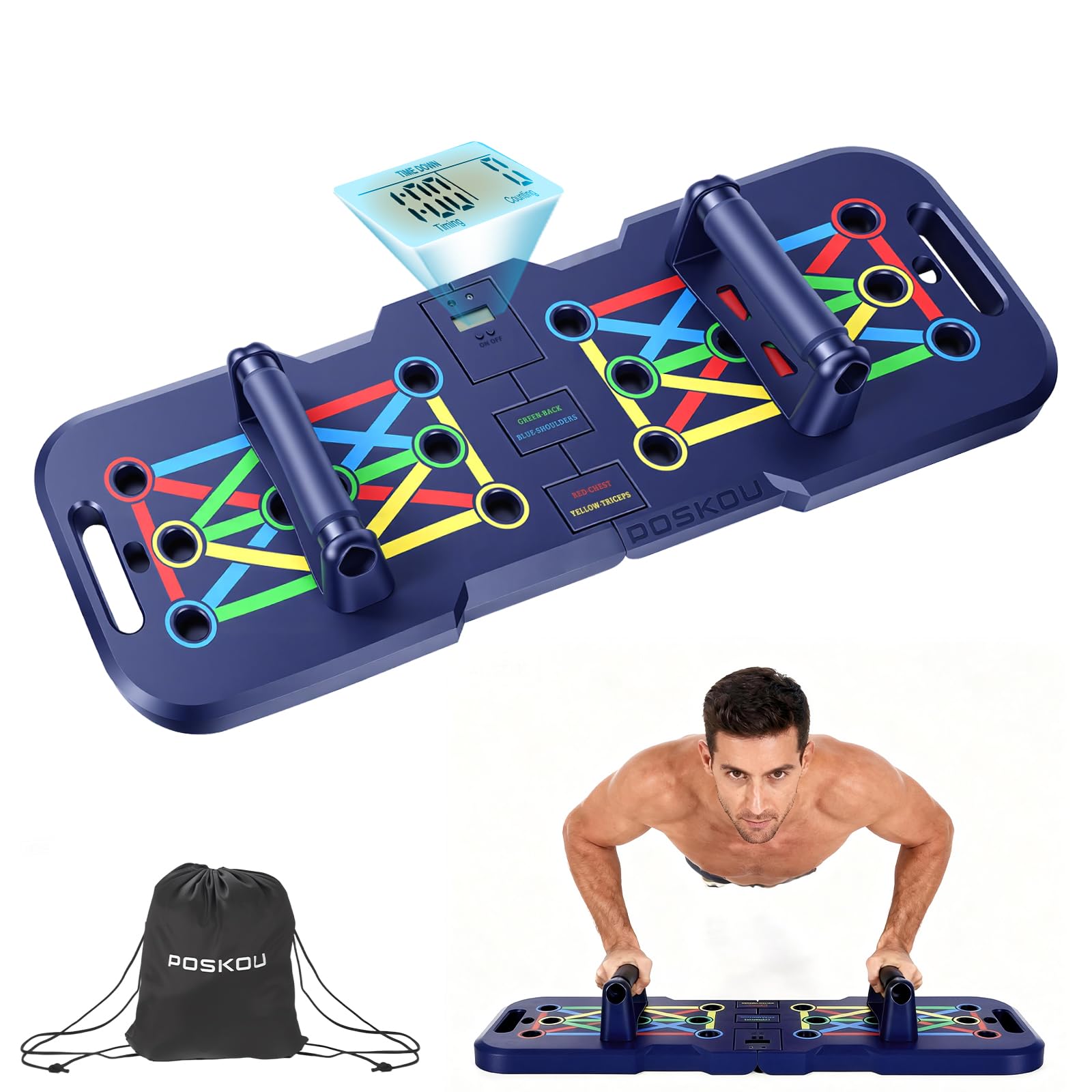 Planche à Pompes, Planche Pompe Musculation Push up Board avec Guide d’Entraînement, Multifonction pour Home Training,Fitness, Yoga