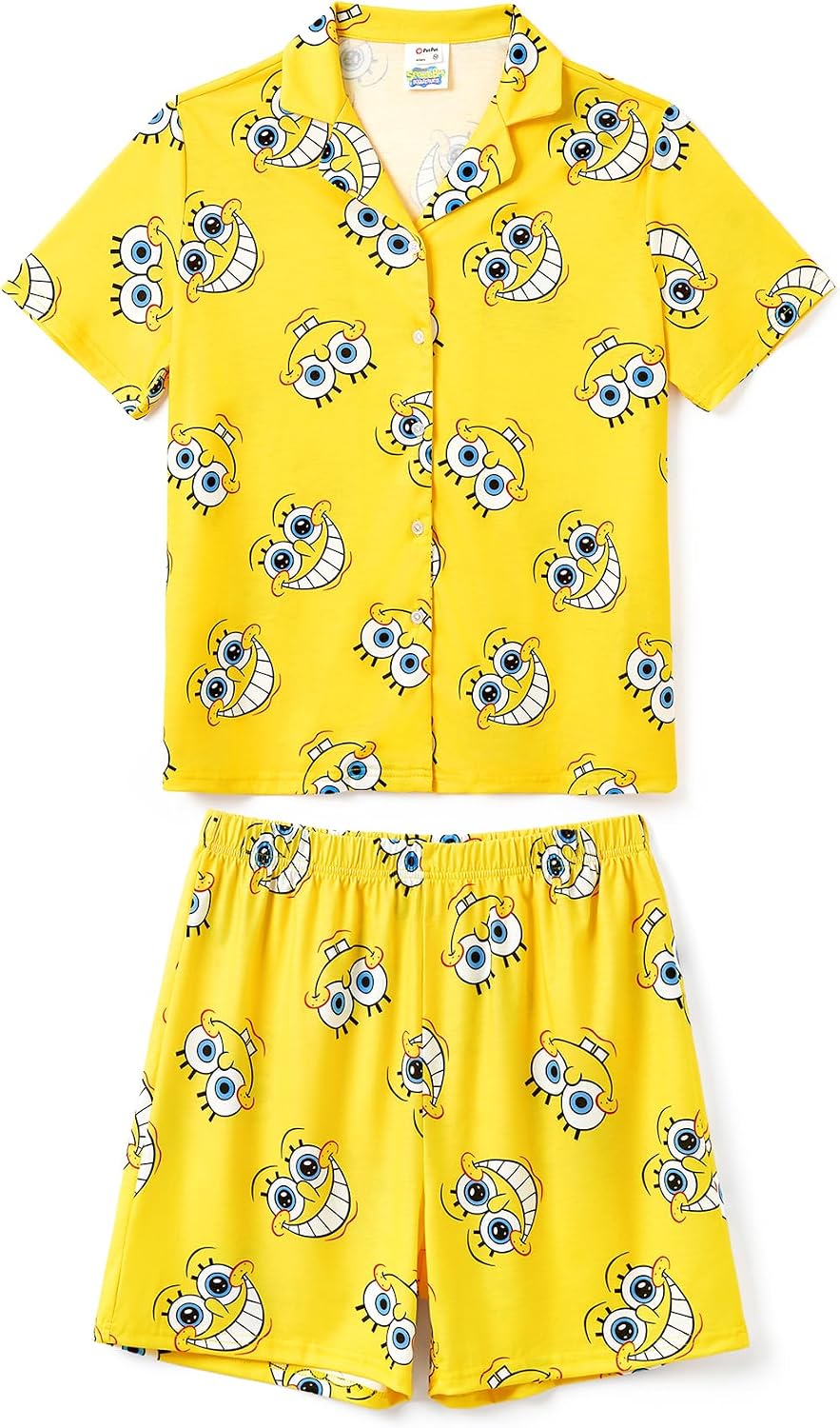 Paw Patrol Garfield SpongeBob Family Matching Classic Short Sleeve Cartoon Graphic Pajama Family Outfit