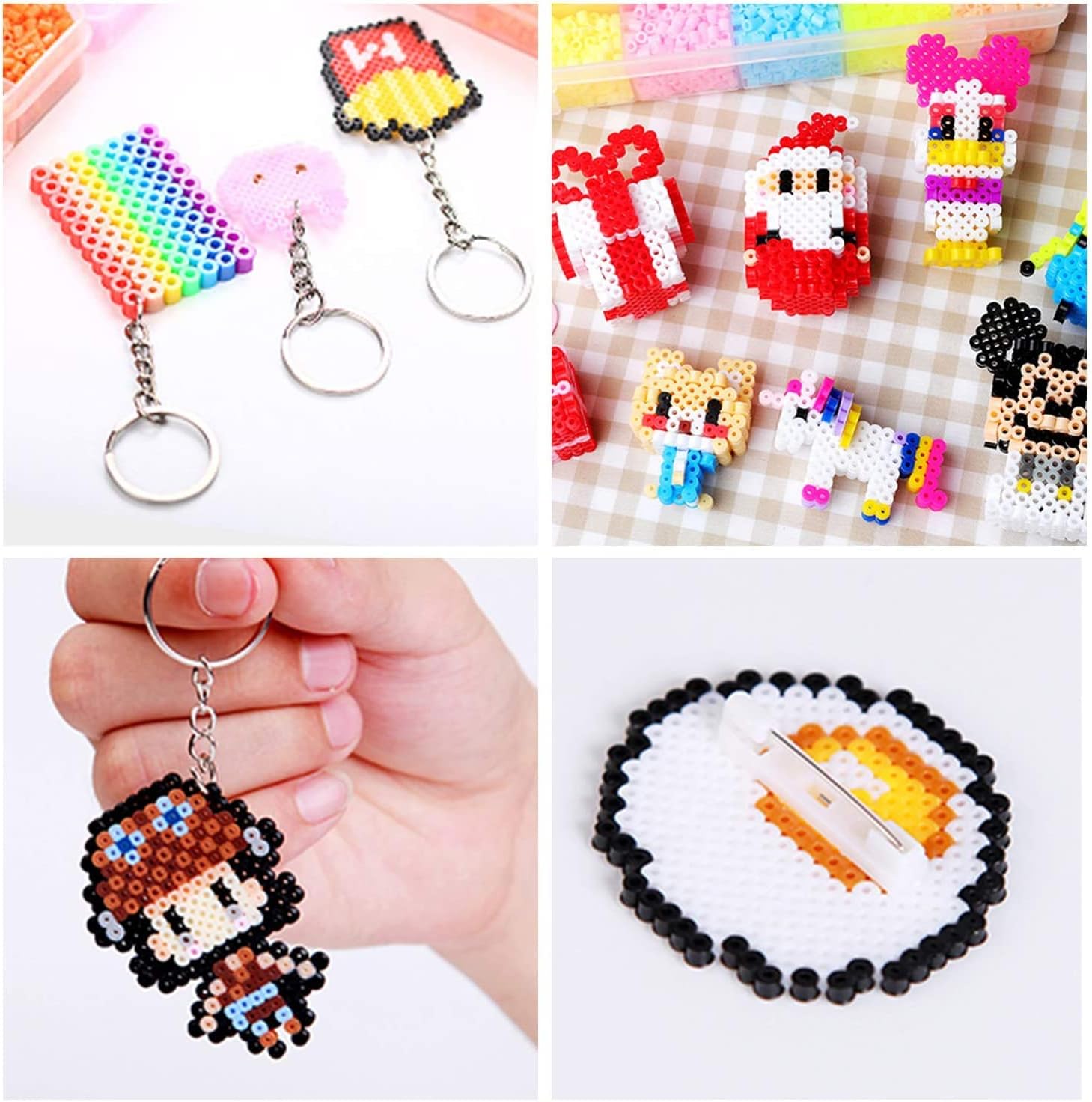 4pcs5mm Large Square Fuse Beads Pegboards Plastic Beads Boards with Ironing Paper, Beads Tweezers for Kids Craft Beads