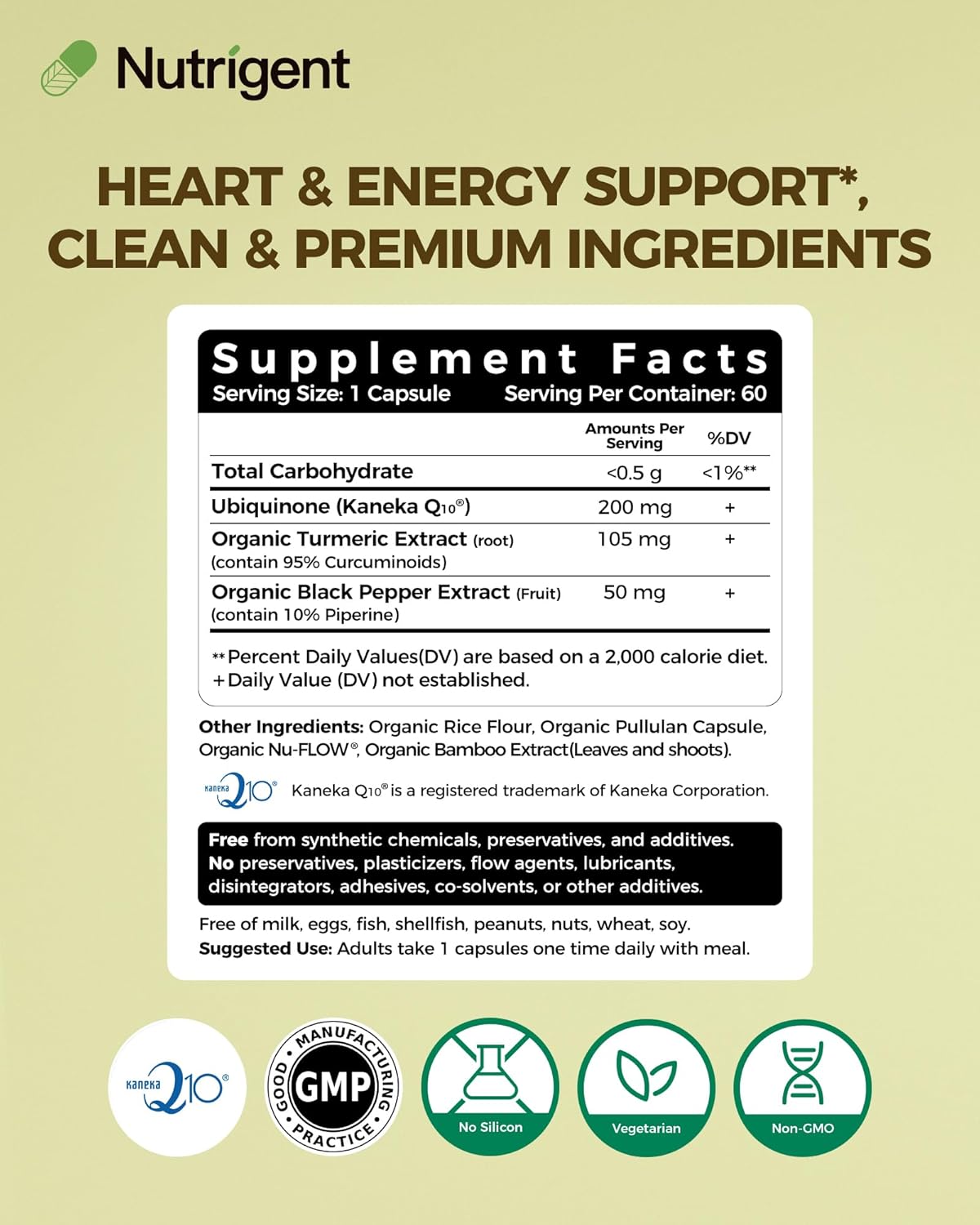 CoQ10 200mg Capsules with Organic Turmeric & Black Pepper – Antioxidant Support, Heart & Brain Health, Cellular Energy Production* – Clean Label Formula, 60 Day Supply