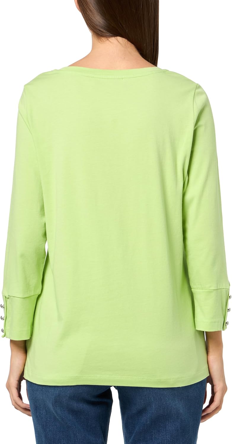 Kasper Women's Cotton Span Jersey 3q Sleeve Button Tee