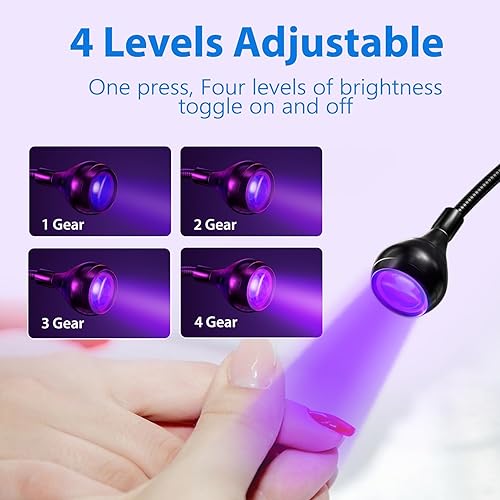 Miniatura 2 de AORAEM Lámpara LED de uñas de 5 W, luz LED para uñas, lámpara de uñas LED de secado rápido con soporte para teléfono, cuello de cisne, luz de uñas