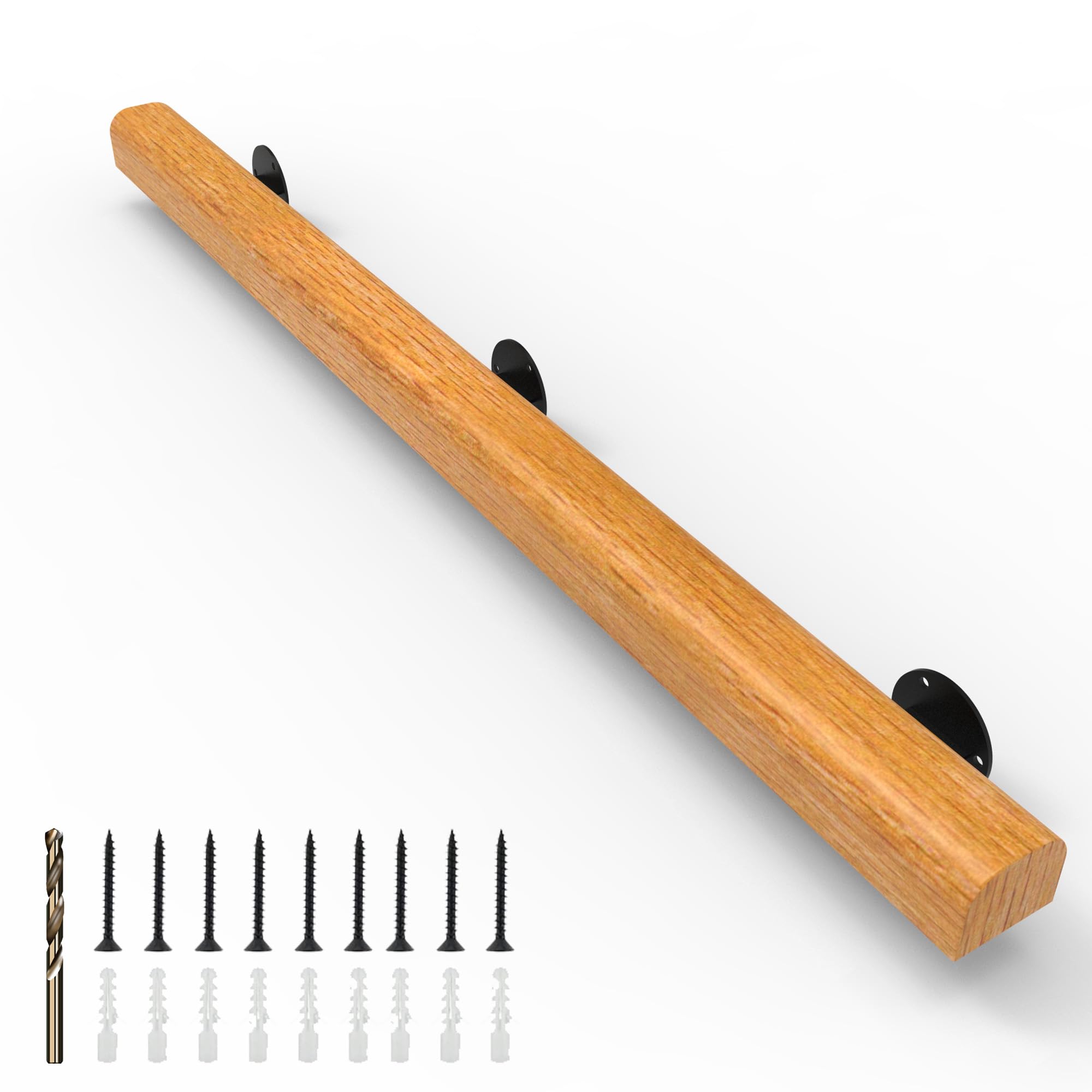 5FT Wood Stair Handrails Wall Mount, Hand Railings for Stairs Indoor Outdoor, Non-Slip Staircase Handrail for Corridor, Lofts, Patio, Kindergarten Guardrail (Size: 5ft)