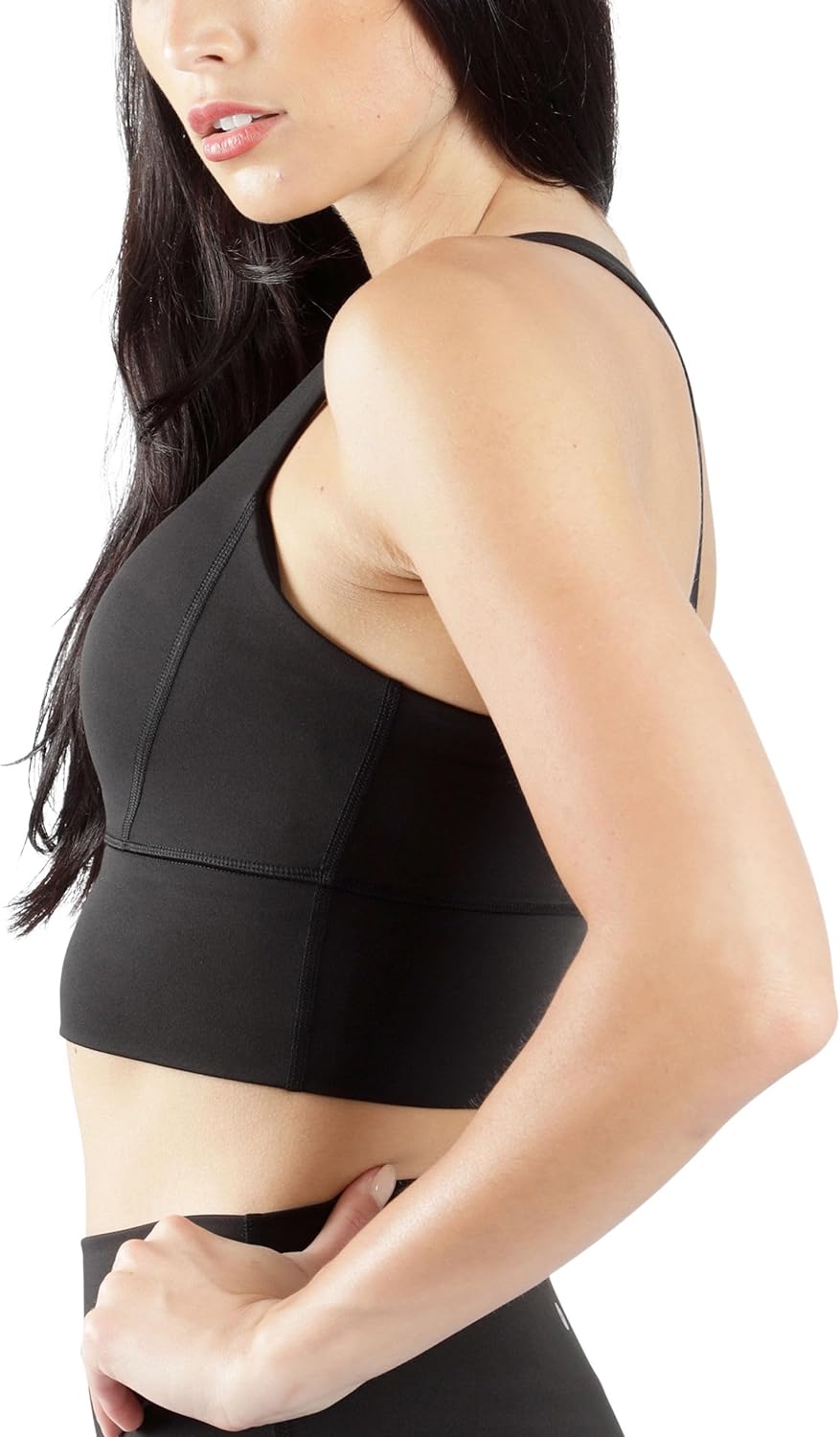 90 Degree By Reflex Long Line Sports Bra Racerback Workout Medium Impact Yoga Top - Image 3