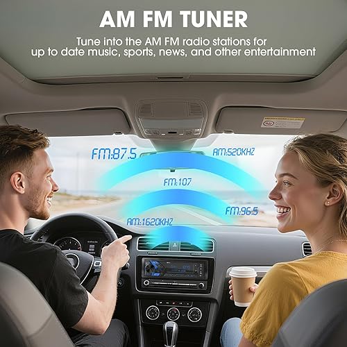 Miniatura 4 de Radio de coche Bluetooth de un solo din: sistema estéreo de coche multimedia para camión con FM AM USB carga USB AUX 300W salidas APP Control